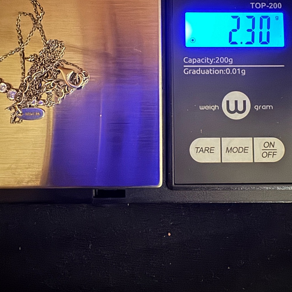 925 Sterling Silver Necklace with CZ Bar Pendant - Picture 7 of 7